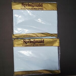 2 Vtg Springmaid Double Full Flat Sheets Lt Blue
